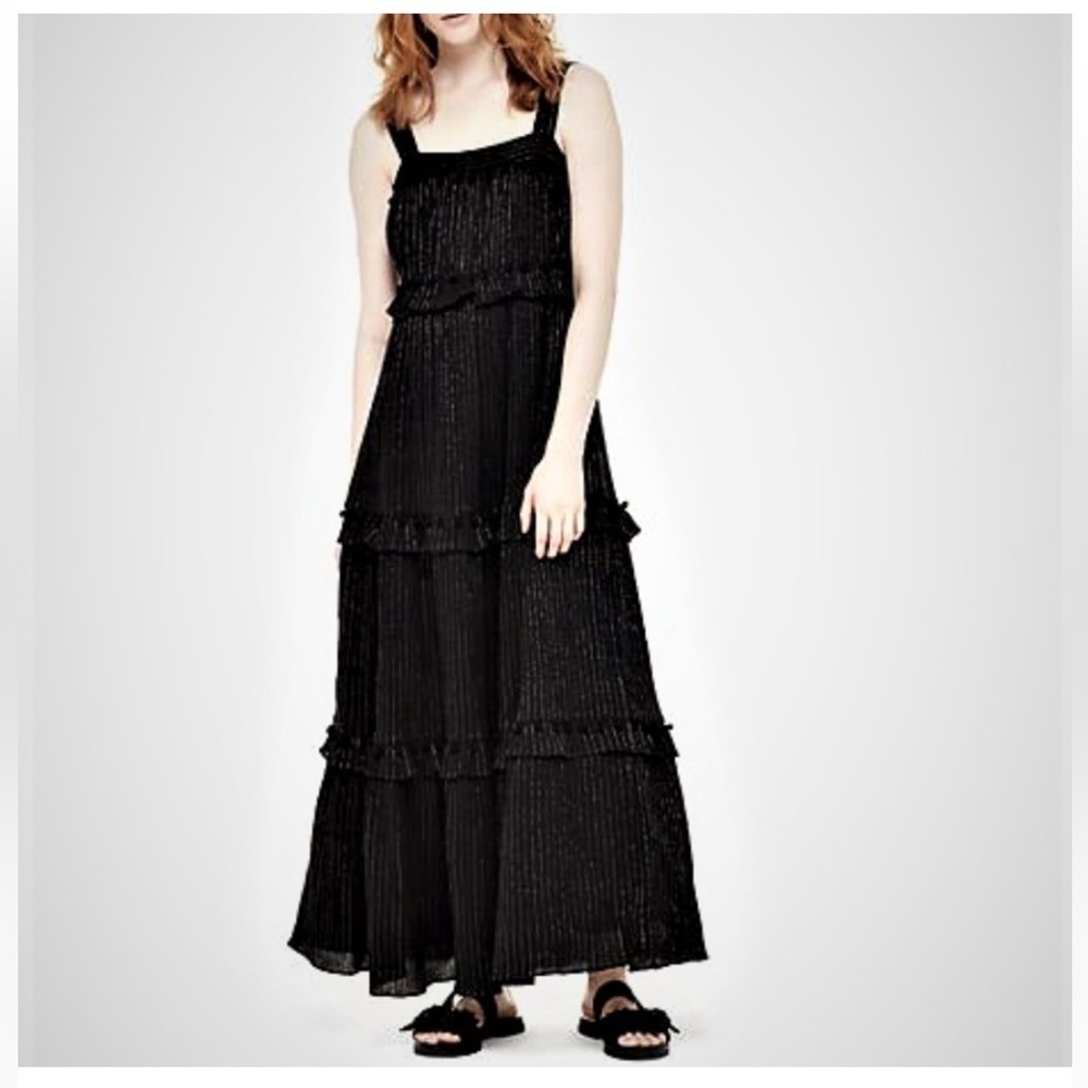 Kate Spade New York Brookme Street Lurex Gauze Gold Thread Pom Pom Patio Dress
